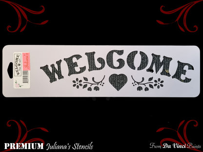 Welcome Border vintage furniture & Wall  paint stencil 102mm x 385mm
