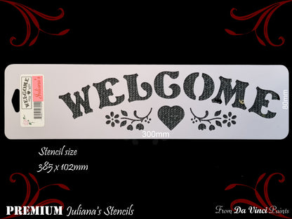 Welcome Border vintage furniture & Wall  paint stencil 102mm x 385mm