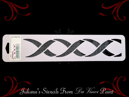 Woven Ribbons border contemporary furniture paint stencil 355mm x 75mm