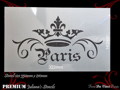 Paris with a crown PREMIUM artistic stencil 350mm x 210mm - Da Vinci Chalk Paint & Rustic home decor