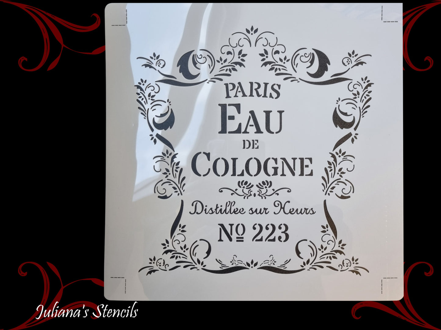 Paris Eau De Cologne furniture paint stencil (A4 Size)