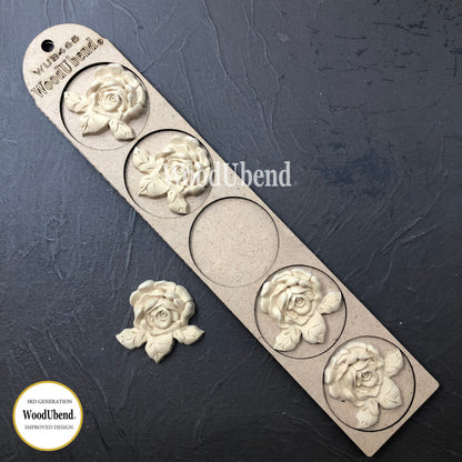 Three Leaf Roses  5x5cm from WoodUBend (pack of 5 or sold individually) WUB0465 - Da Vinci Chalk Paint & Rustic home decor