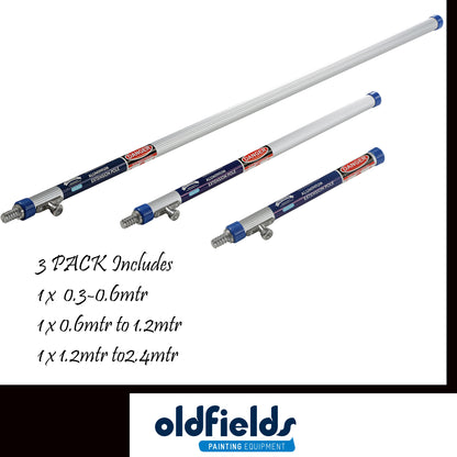 Pro series Aluminiun Extension Poles 3 Pack  from Oldfields
