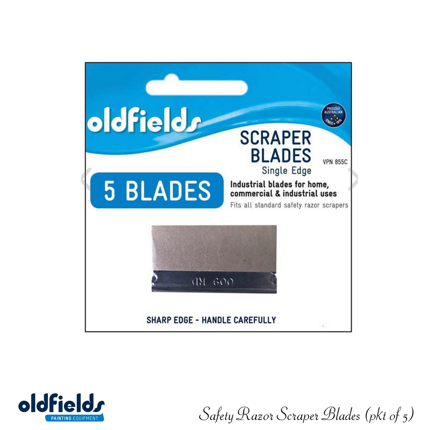 Soft Grip Metal Safety Razor Scraper with 5 Blades from Oldfields
