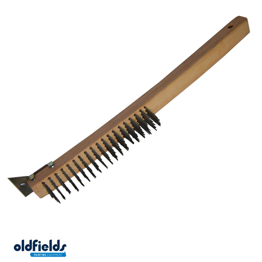 Wire Brush long handle 4 Row with Scraper from Oldfields