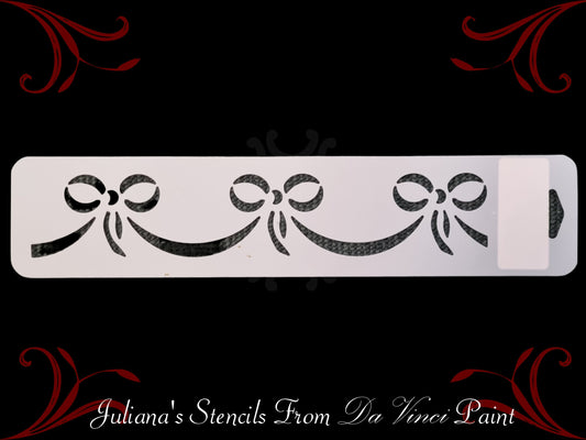Ribbons and Bows Border vintage furniture paint stencil 75mm x 355mm