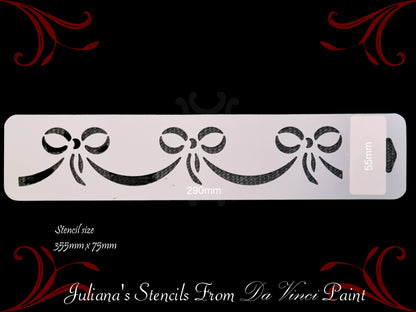 Ribbons and Bows Border vintage furniture paint stencil 75mm x 355mm