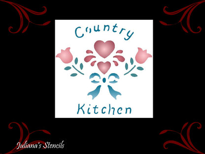 COUNTRY KITCHENS vintage furniture paint stencil 127mm x 180mm