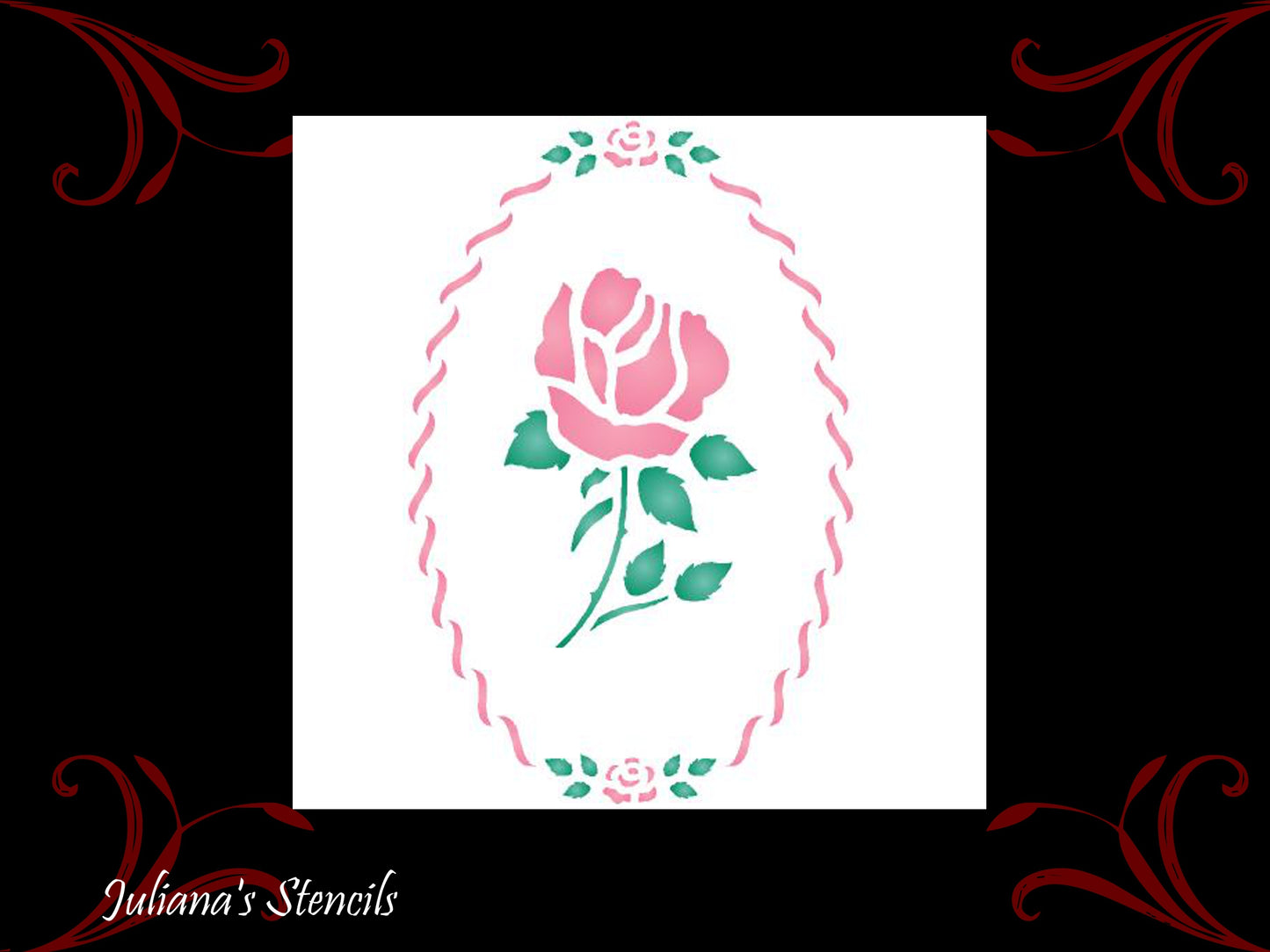 Cameo Rose vintage furniture paint stencil 120mm x 180mm