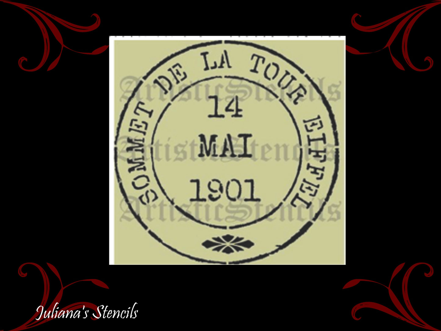 Eiffel Tower 1901 Postage stamp paint furniture Stencil 180mm diameter - Da Vinci Chalk Paint  Shoppe