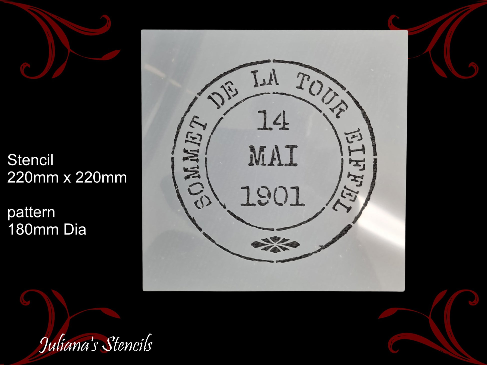 Eiffel Tower 1901 Postage stamp paint furniture Stencil 180mm diameter - Da Vinci Chalk Paint  Shoppe