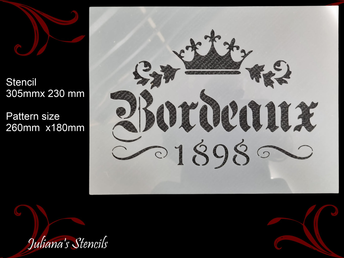 Bordeaux 1898 French Provence premium paint stencil 250mm x 165mm - Da Vinci Chalk Paint  Shoppe