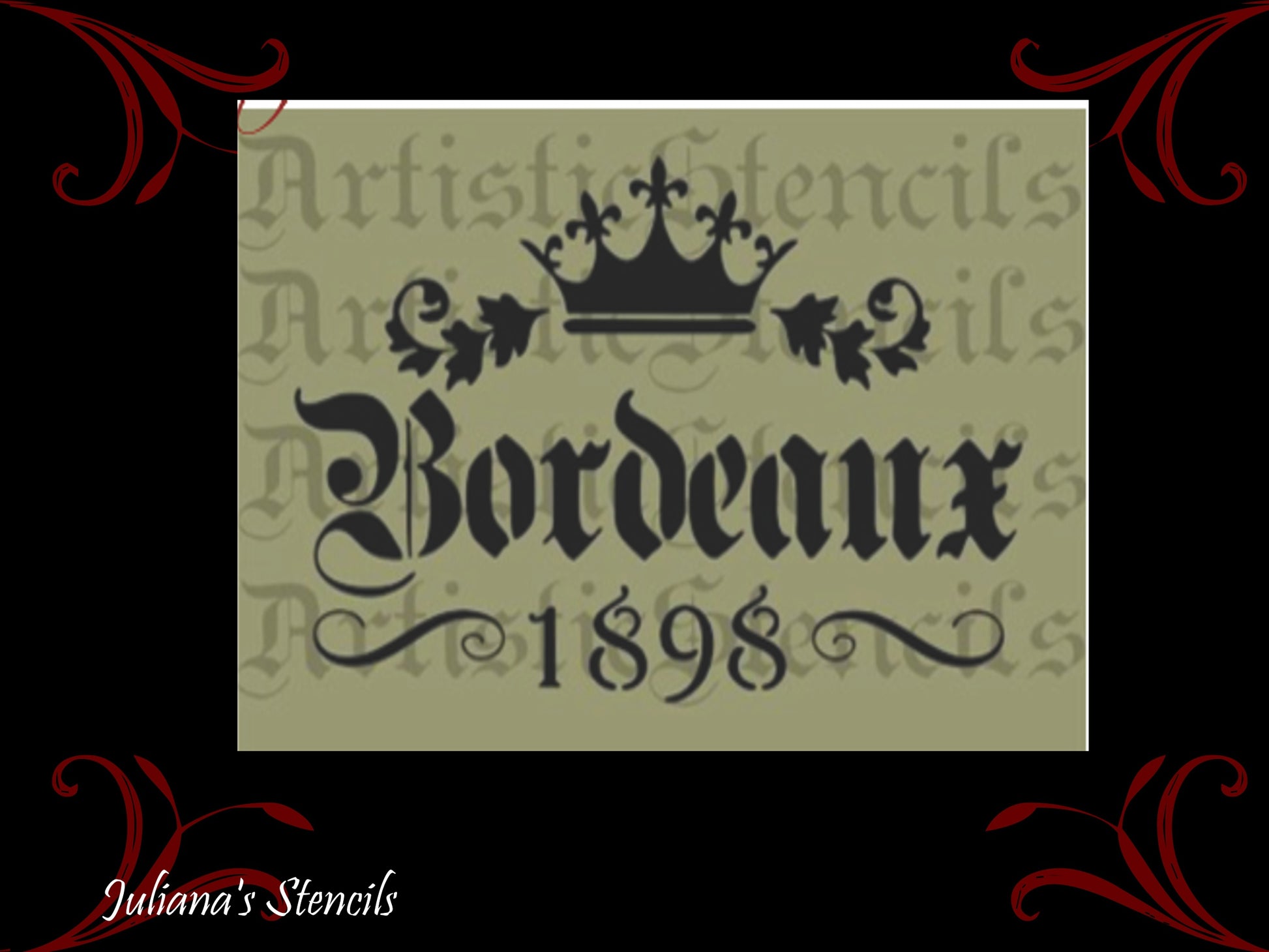 Bordeaux 1898 French Provence premium paint stencil 250mm x 165mm - Da Vinci Chalk Paint  Shoppe