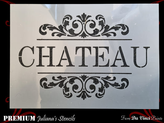 Chateau with ornamental bracket vintage premium paint stencil 430mm x 305mm - Da Vinci Chalk Paint & Rustic home decor