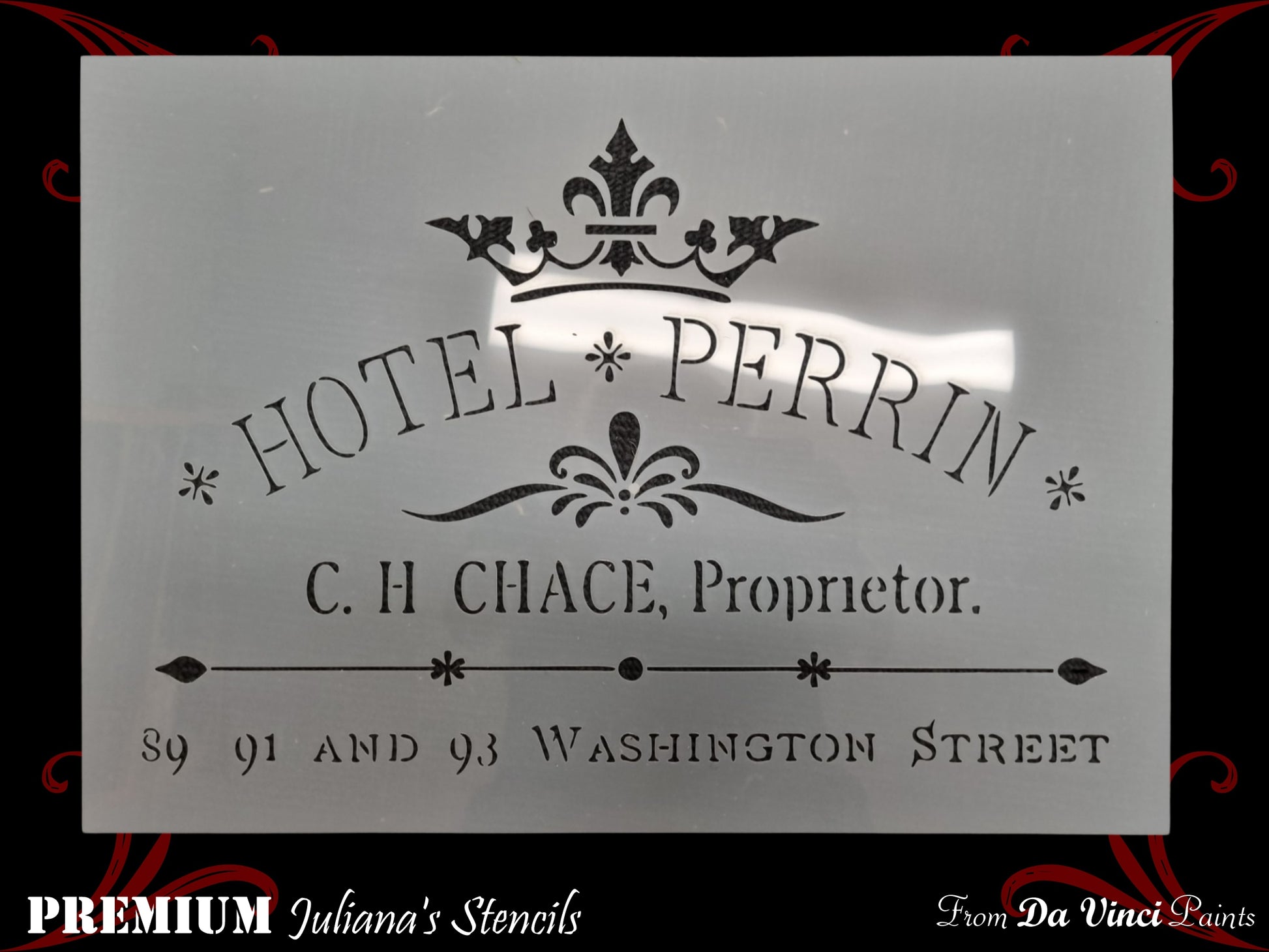 Hotel Perrin washington vintage premium paint stencil 275mm x 410mm - Da Vinci Chalk Paint & Rustic home decor