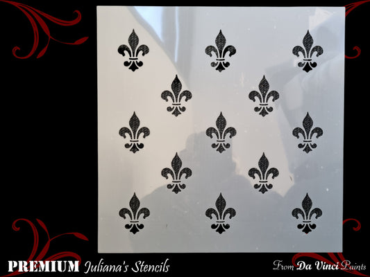 Fleur de Lis wallpaper French  premium paint stencil 305mm x 305mm - Da Vinci Chalk Paint & Rustic home decor