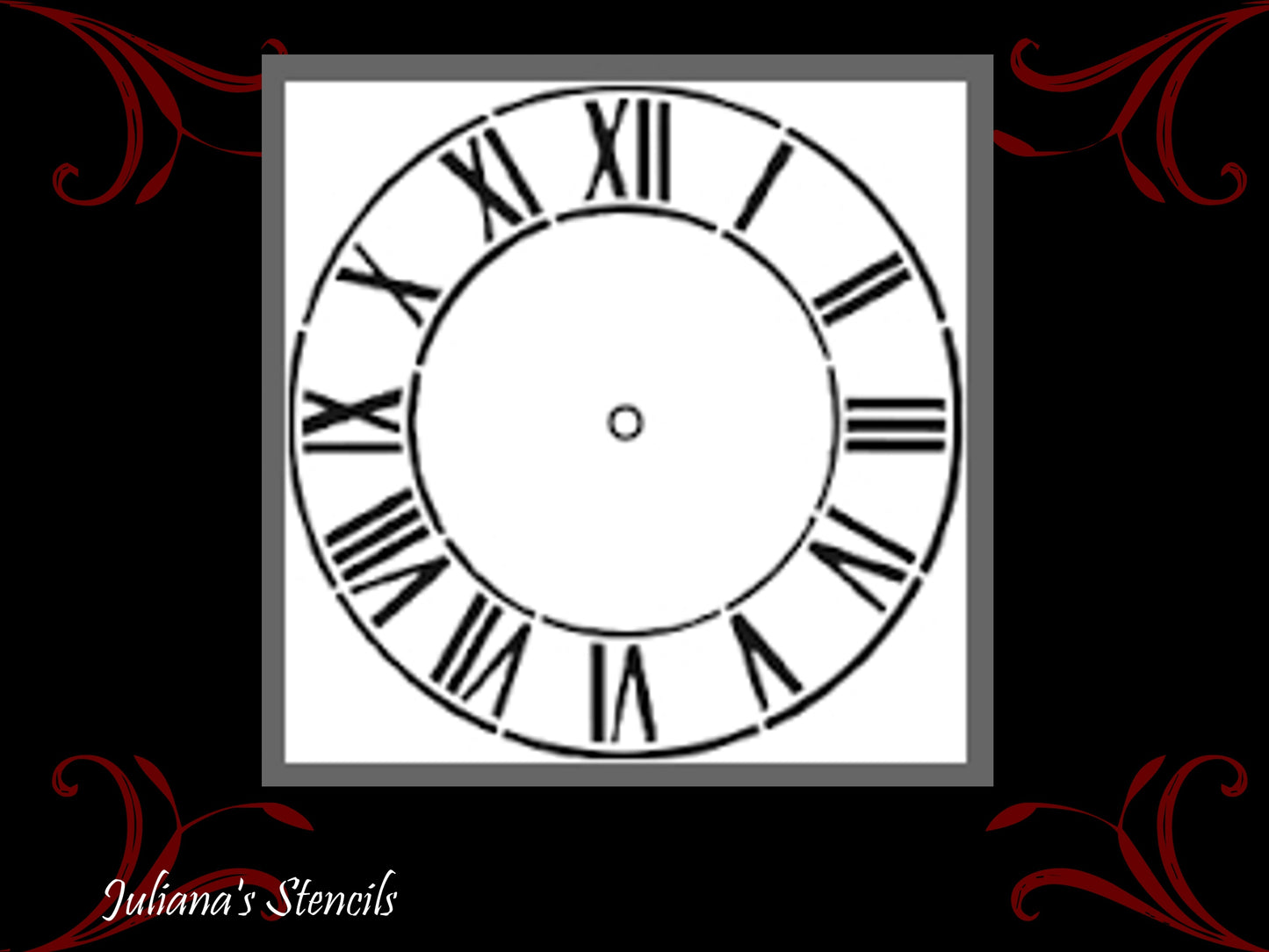 Clock face roman numerals furniture premium paint stencil 250mm diameter - Da Vinci Chalk Paint  Shoppe