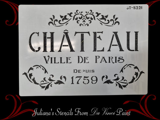 CHATEAU VILLE DE PARIS furniture paint stencil (A4 Size)