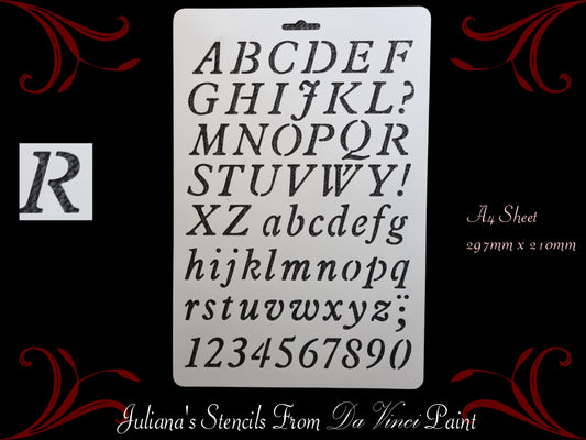 Alphabet Letters & Numbers  HIGHTOWER IT FONT furniture paint stencil (A4 Size)