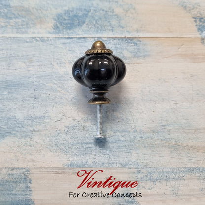 Vintage style acrylic cabinet knob 30mm-Tintoretto Black