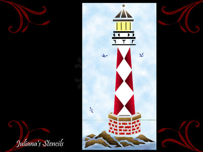LARGE LIGHTHOUSE Childrens Wall/Furniture Paint Stencil 510mm x  255mm