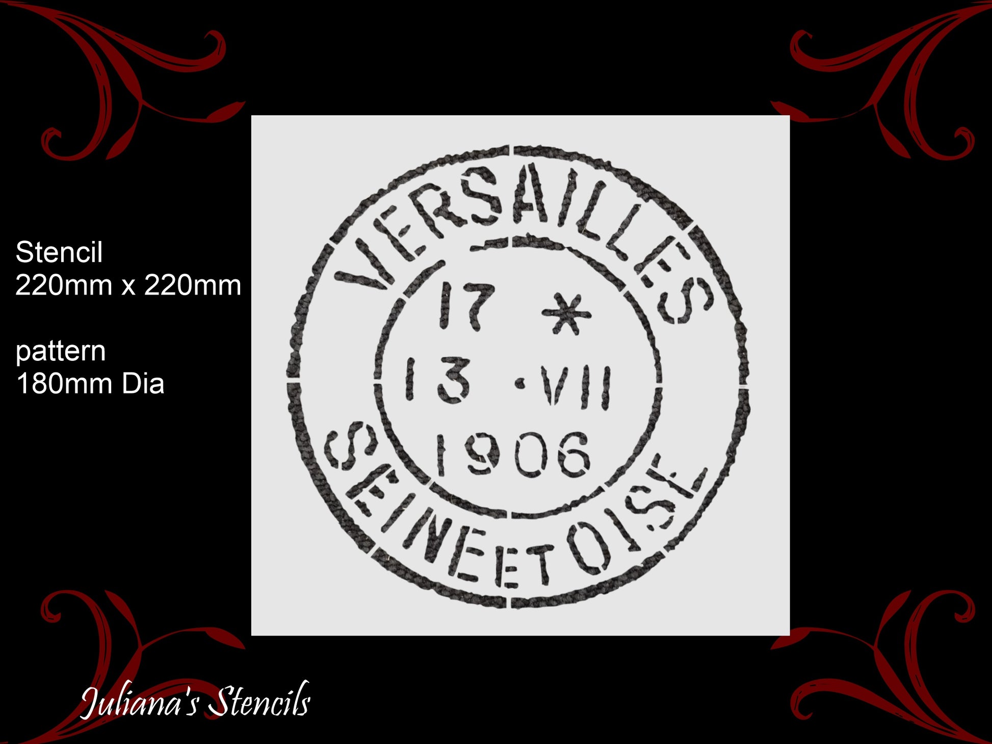 Versailes 1908 Postage stamp paint furniture Stencil 180mm diameter - Da Vinci Chalk Paint  Shoppe