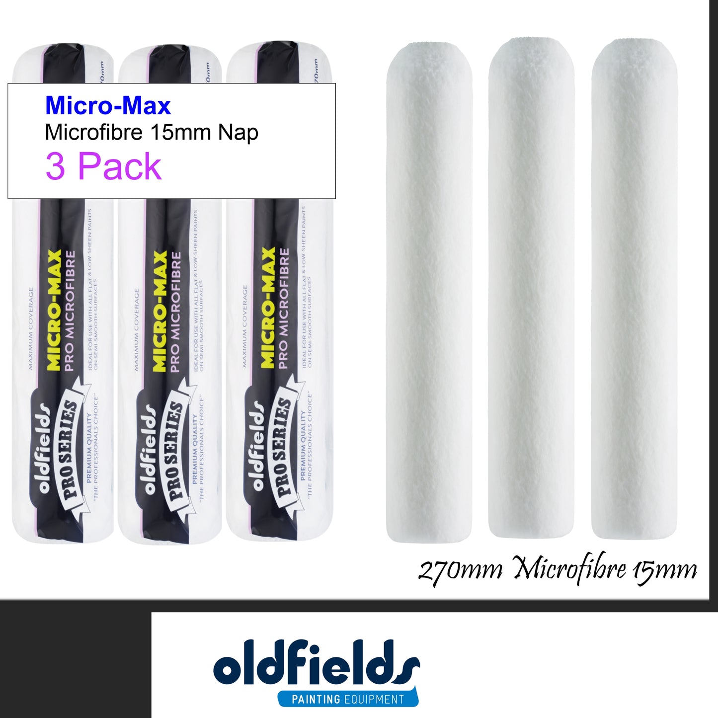 15mm Nap Pro Series Microfibre Paint Roller Sleeves from Oldfields