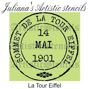 Eiffel Tower 1901 Postage stamp paint furniture Stencil 180mm diameter - Da Vinci Chalk Paint & Rustic home decor