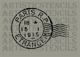 Vintage Paris postage stamp stencil 25.4cm x 17cm - Da Vinci Chalk Paint & Rustic home decor