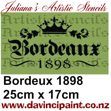 Bordeaux 1898 French Provence premium paint stencil 250mm x 165mm - Da Vinci Chalk Paint & Rustic home decor