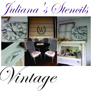 Clock face roman numerals furniture premium paint stencil 250mm diameter - Da Vinci Chalk Paint & Rustic home decor
